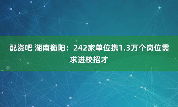 配资吧 湖南衡阳：242家单位携1.3万个岗位需求进校招才